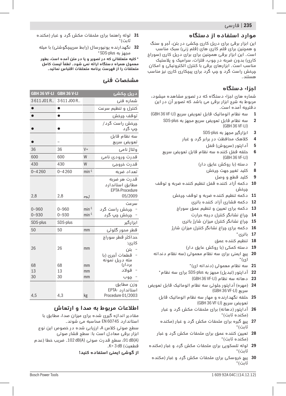 Bosch GBH 36 V-LI Professional User Manual | Page 235 / 238