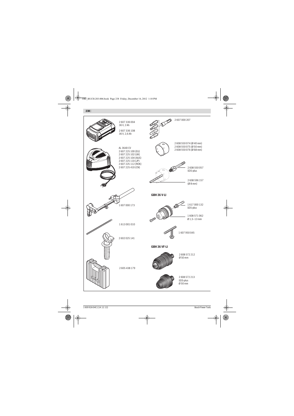 Bosch GBH 36 V-LI Professional User Manual | Page 238 / 238