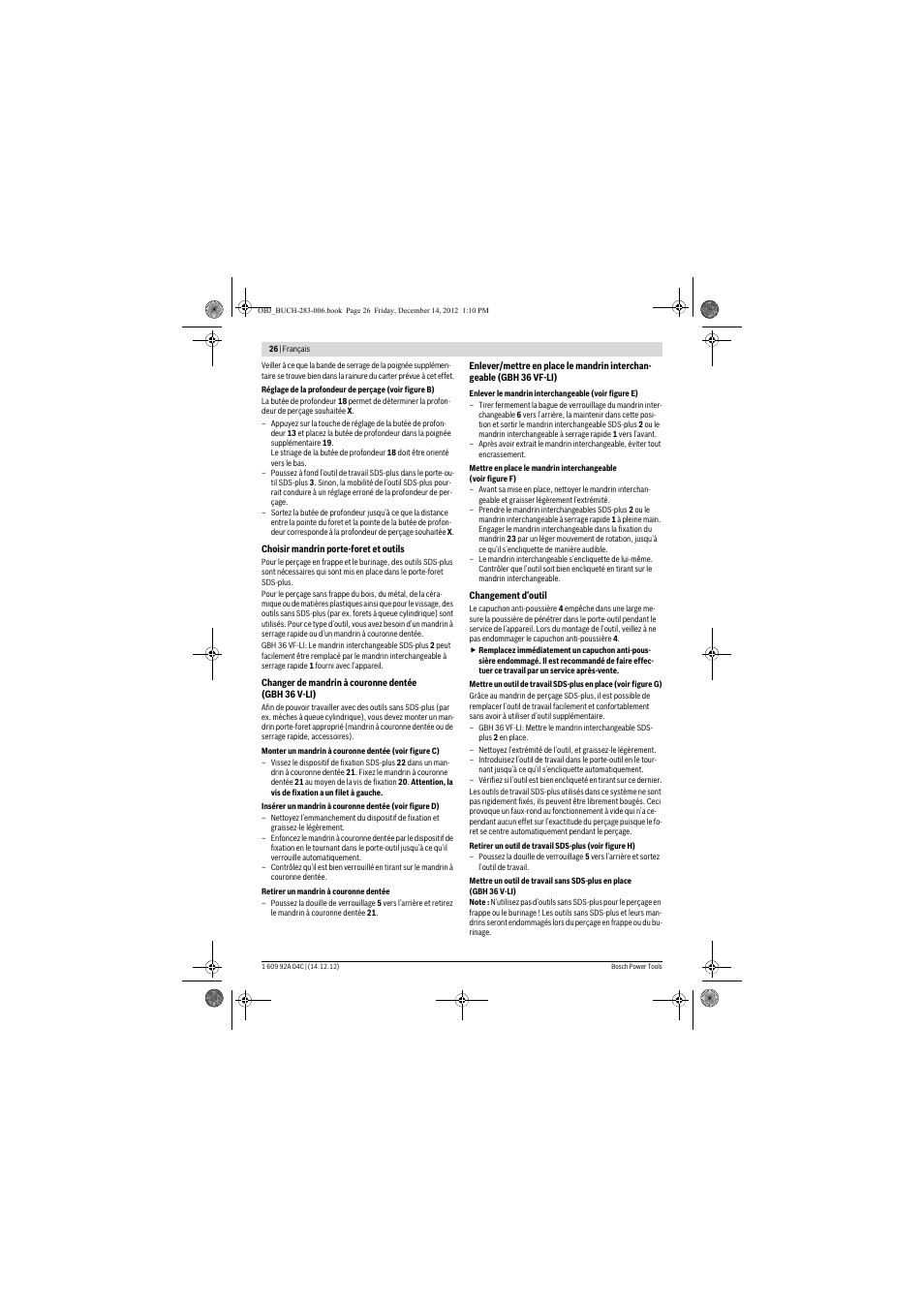 Bosch GBH 36 V-LI Professional User Manual | Page 26 / 238