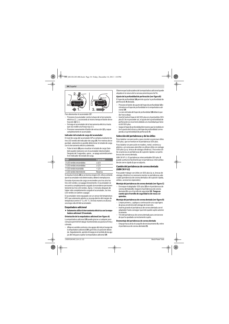 Bosch GBH 36 V-LI Professional User Manual | Page 34 / 238
