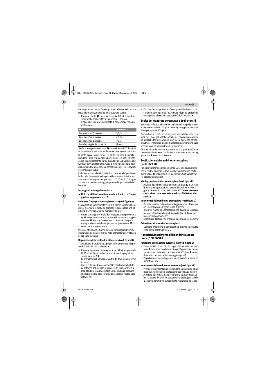 Bosch GBH 36 V-LI Professional User Manual | Page 51 / 238