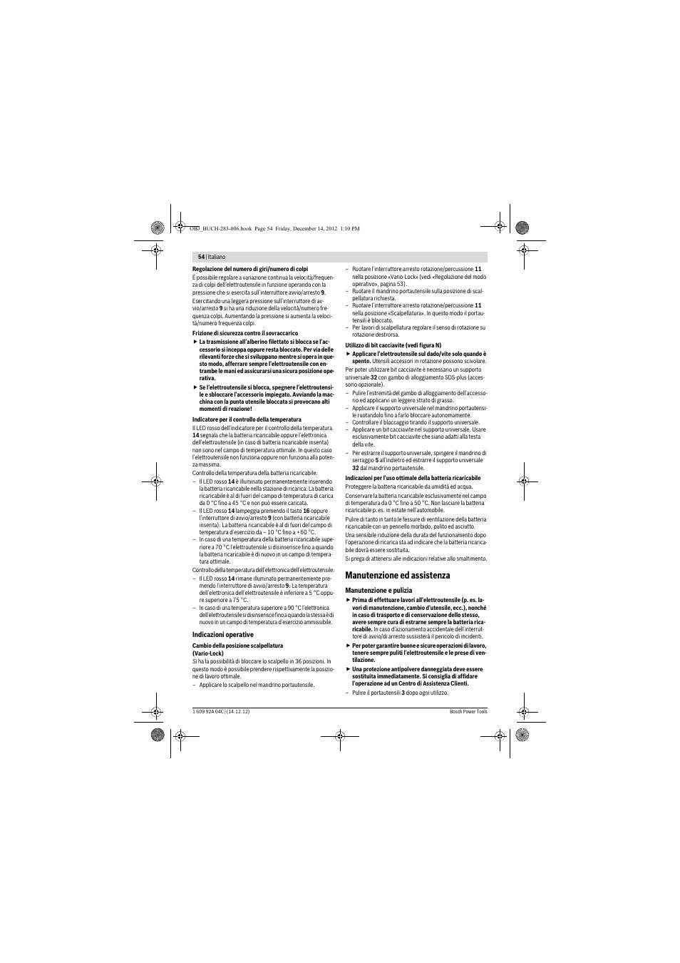 Manutenzione ed assistenza | Bosch GBH 36 V-LI Professional User Manual | Page 54 / 238