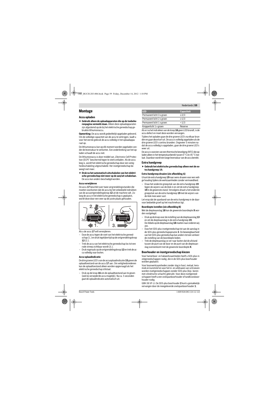Montage | Bosch GBH 36 V-LI Professional User Manual | Page 59 / 238