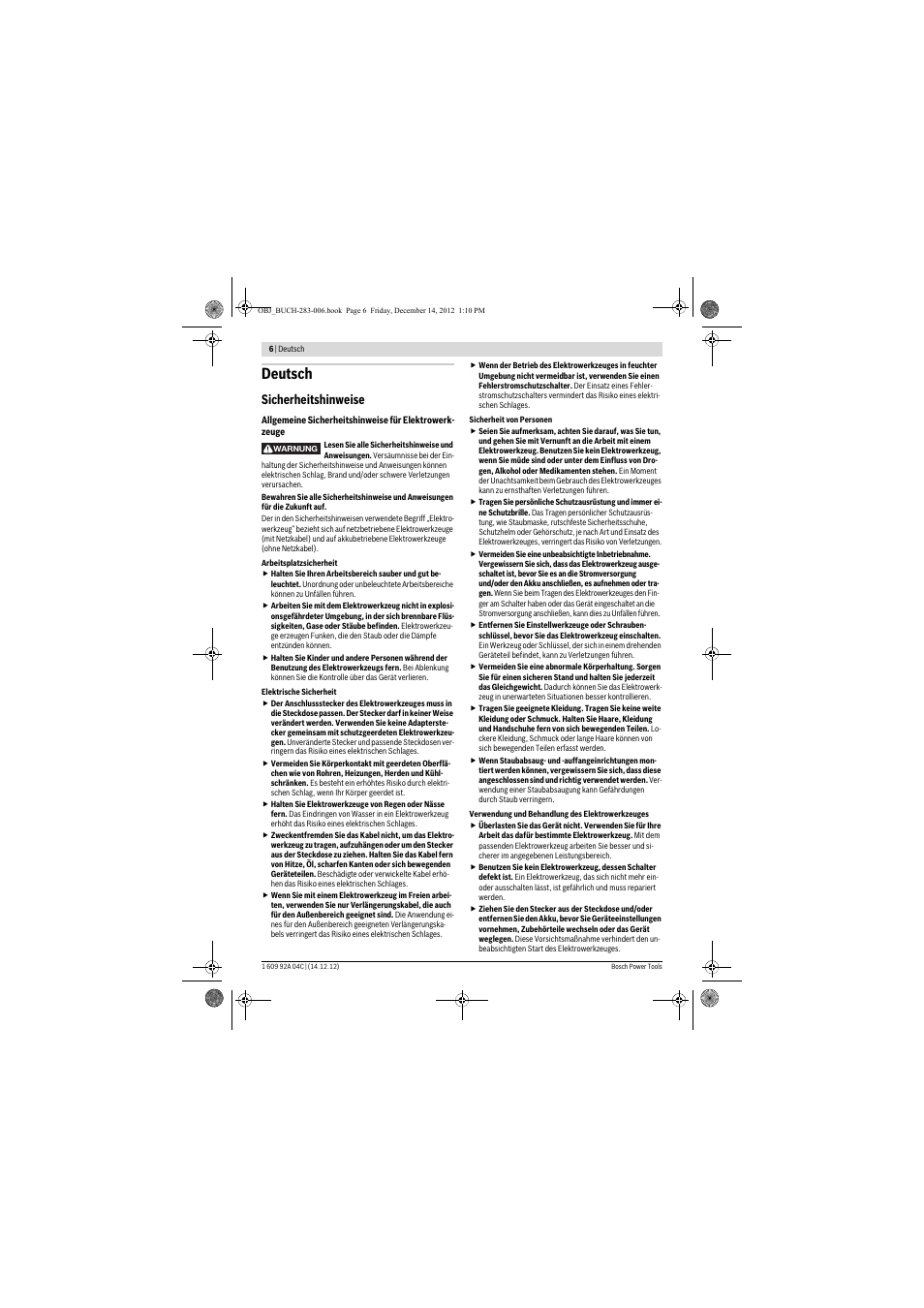 Deutsch, Sicherheitshinweise | Bosch GBH 36 V-LI Professional User Manual | Page 6 / 238