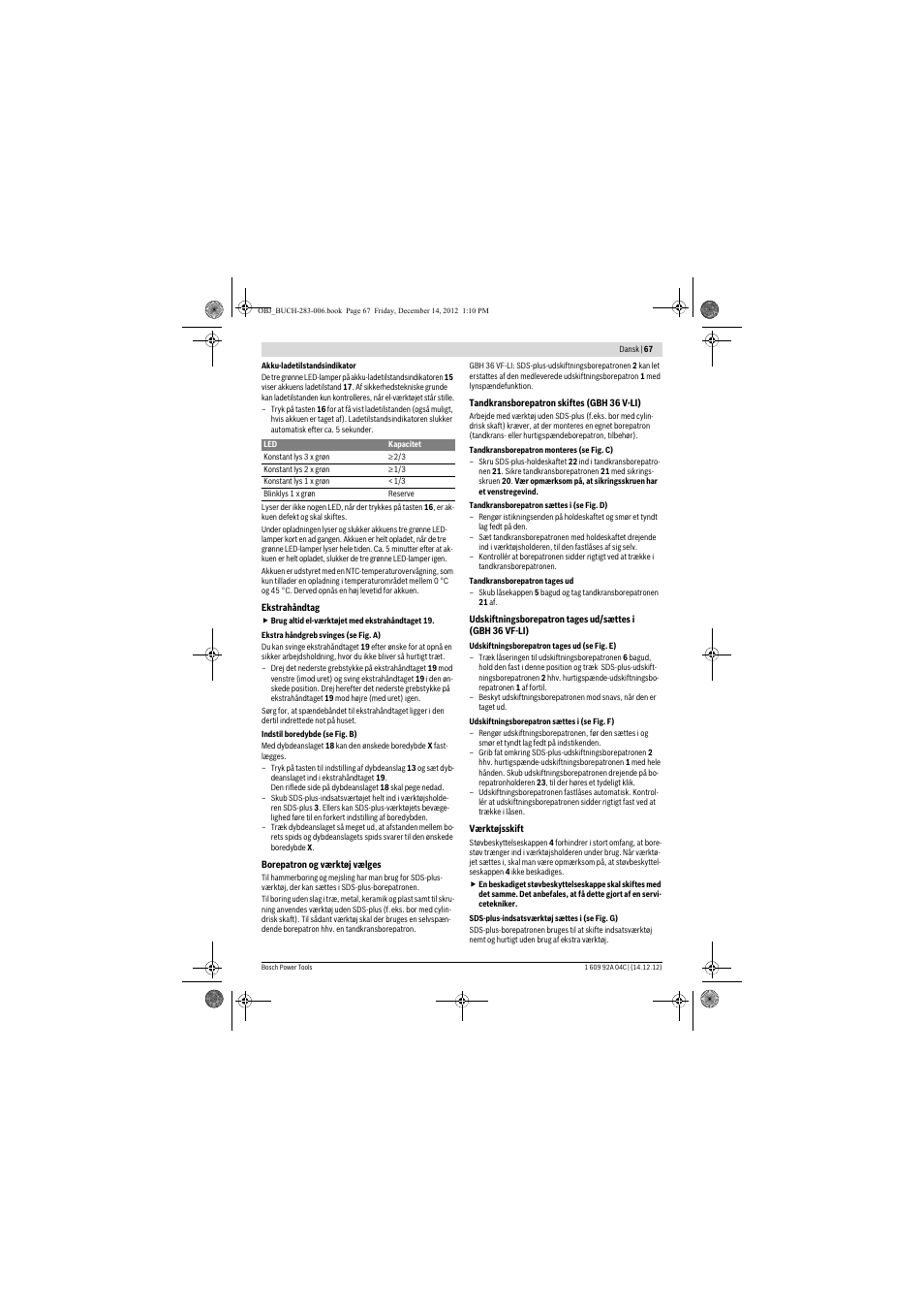 Bosch GBH 36 V-LI Professional User Manual | Page 67 / 238