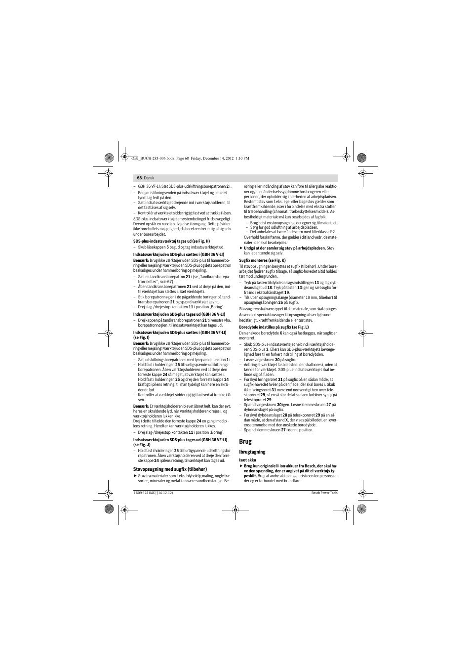 Brug | Bosch GBH 36 V-LI Professional User Manual | Page 68 / 238
