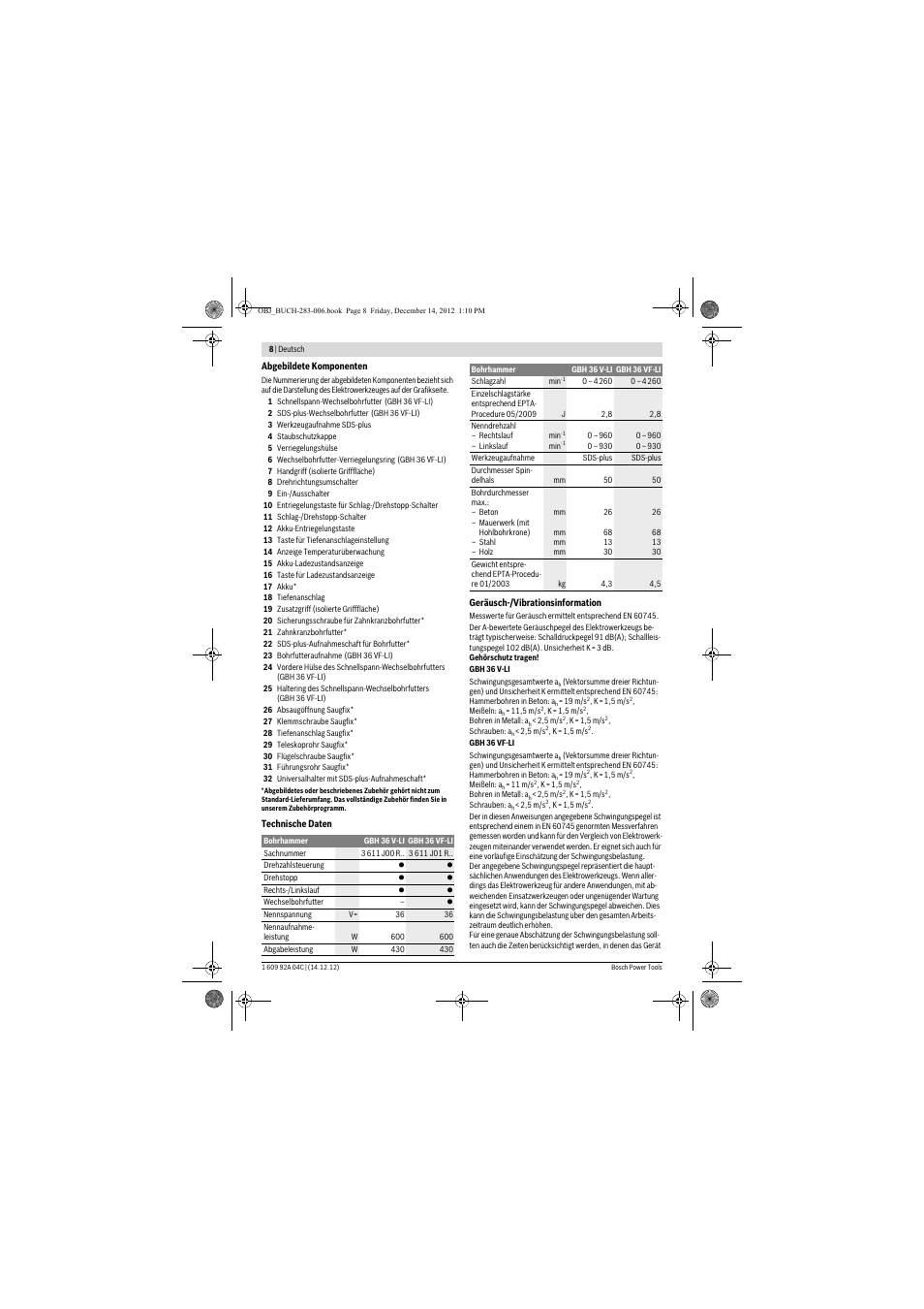 Bosch GBH 36 V-LI Professional User Manual | Page 8 / 238