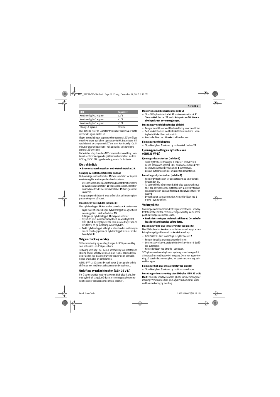 Bosch GBH 36 V-LI Professional User Manual | Page 81 / 238
