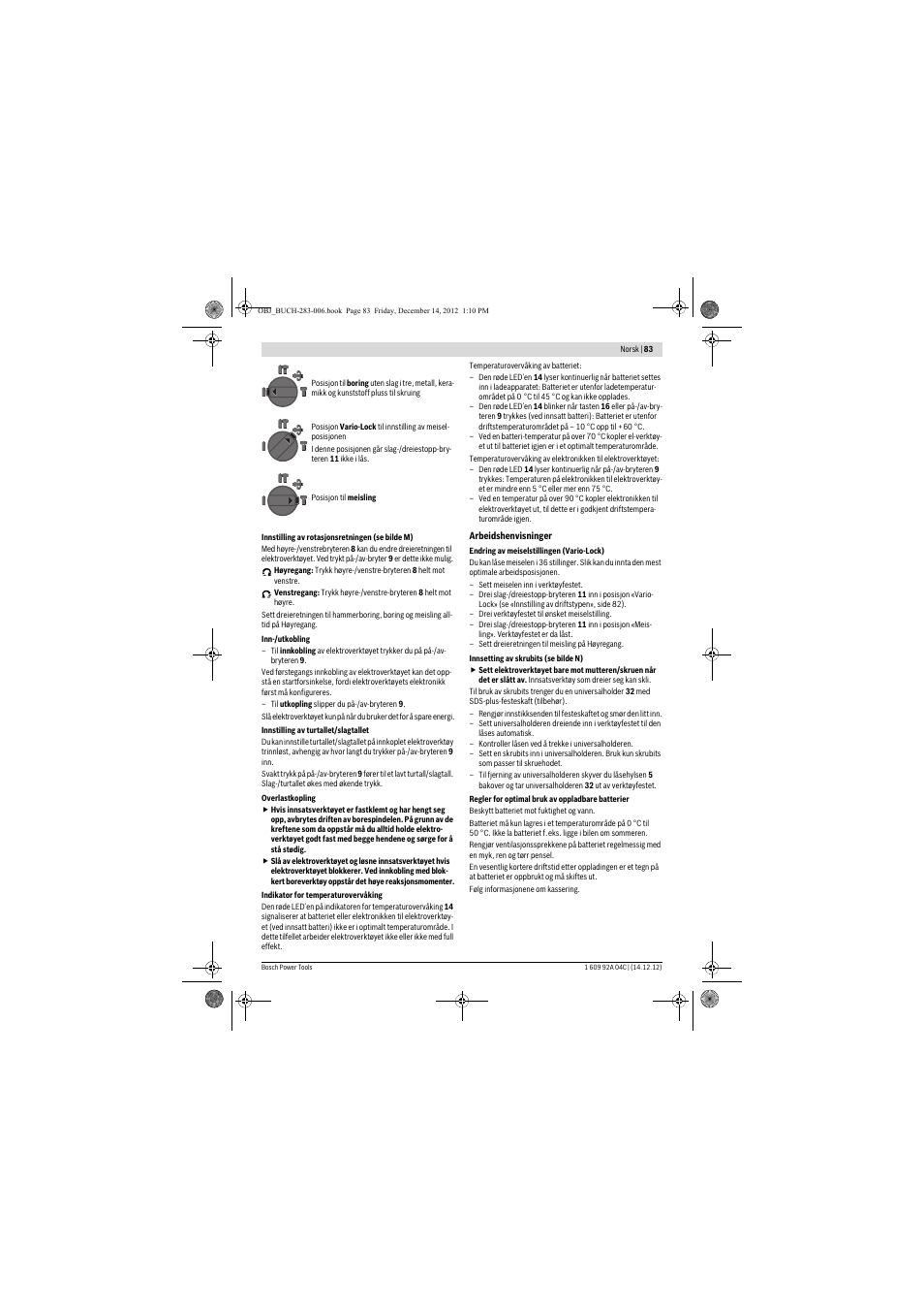 Bosch GBH 36 V-LI Professional User Manual | Page 83 / 238