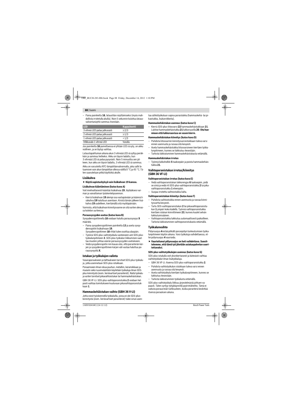 Bosch GBH 36 V-LI Professional User Manual | Page 88 / 238