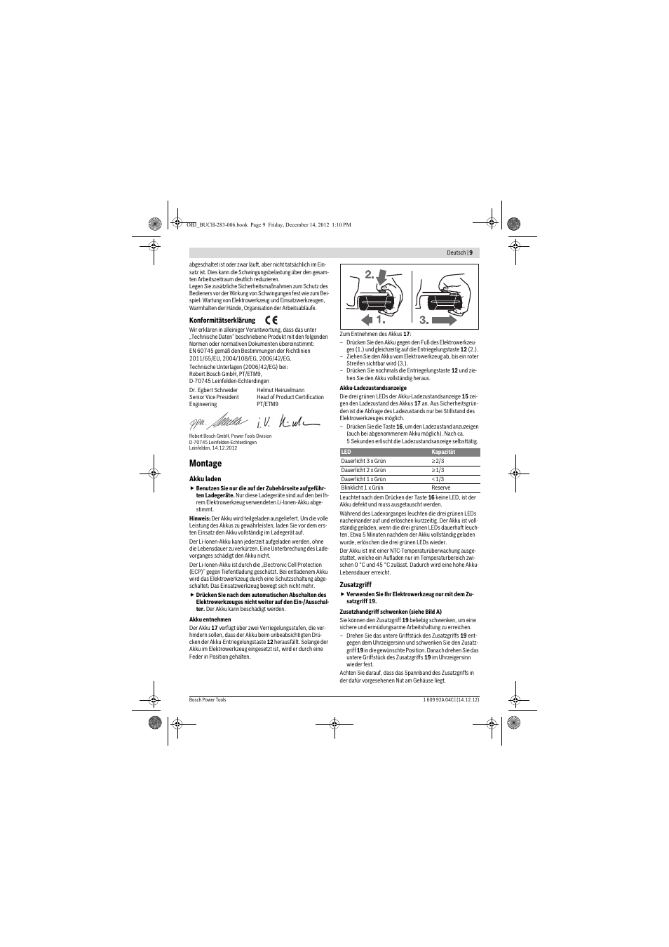 Montage | Bosch GBH 36 V-LI Professional User Manual | Page 9 / 238