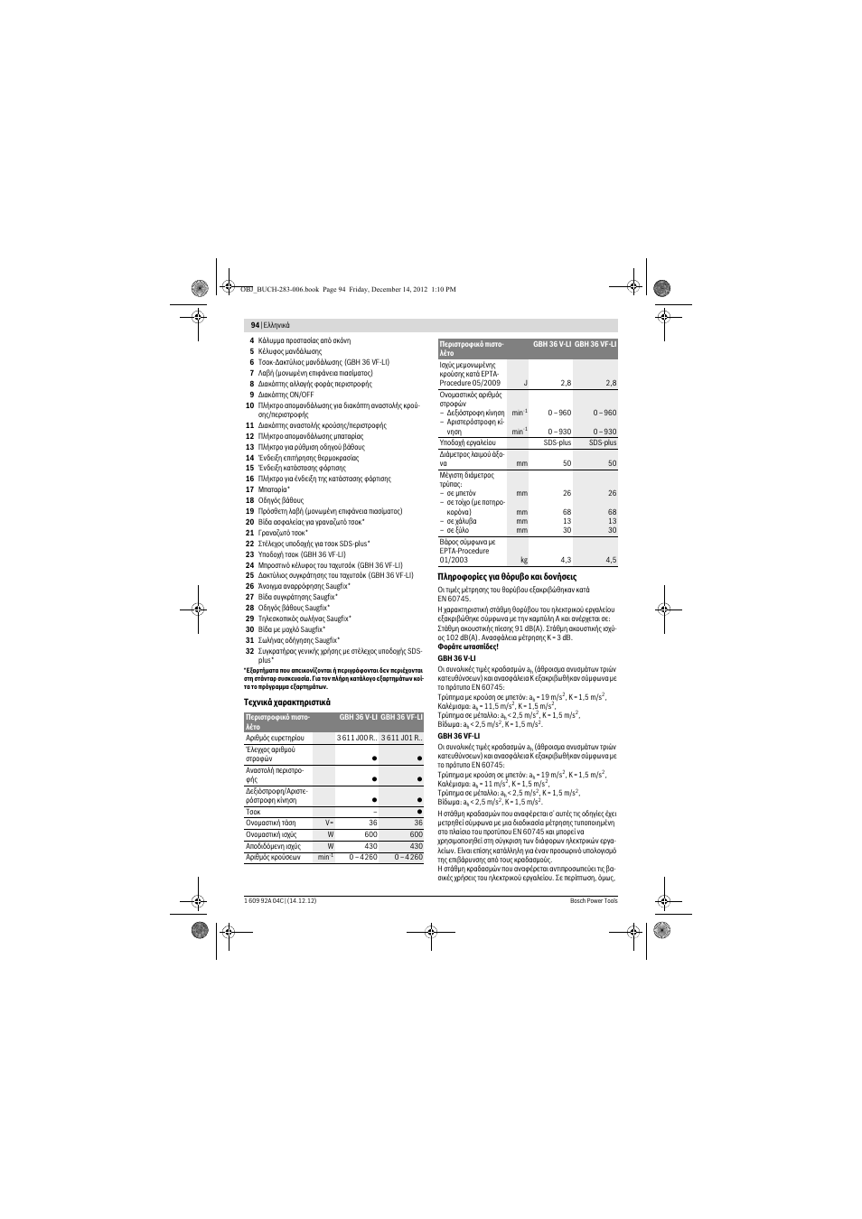 Bosch GBH 36 V-LI Professional User Manual | Page 94 / 238