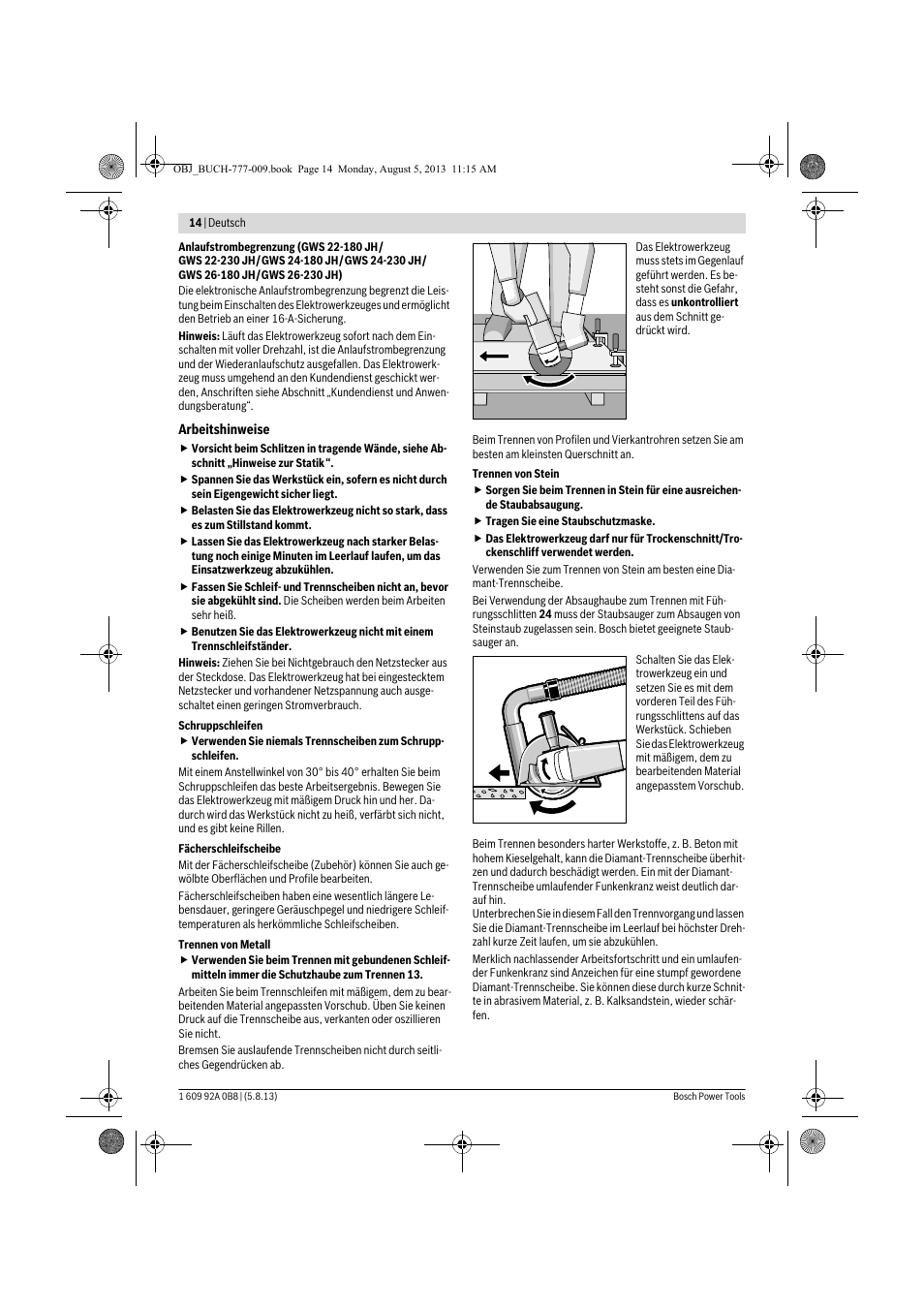 Bosch GWS 24-180 H Professional User Manual | Page 13 / 296