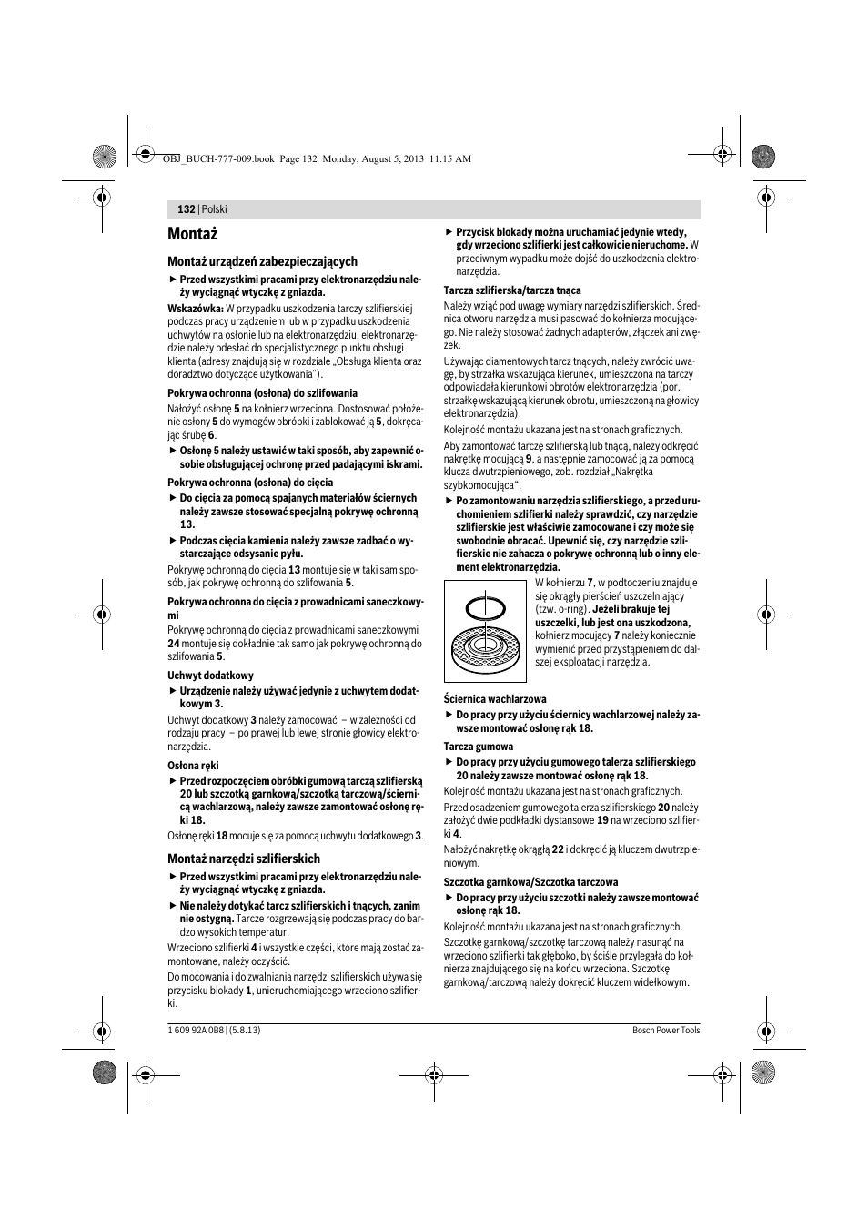 Montaż | Bosch GWS 24-180 H Professional User Manual | Page 131 / 296