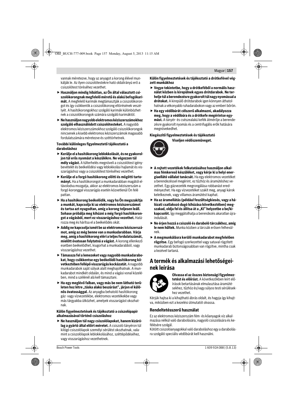 A termék és alkalmazási lehetőségei- nek leírása | Bosch GWS 24-180 H Professional User Manual | Page 156 / 296