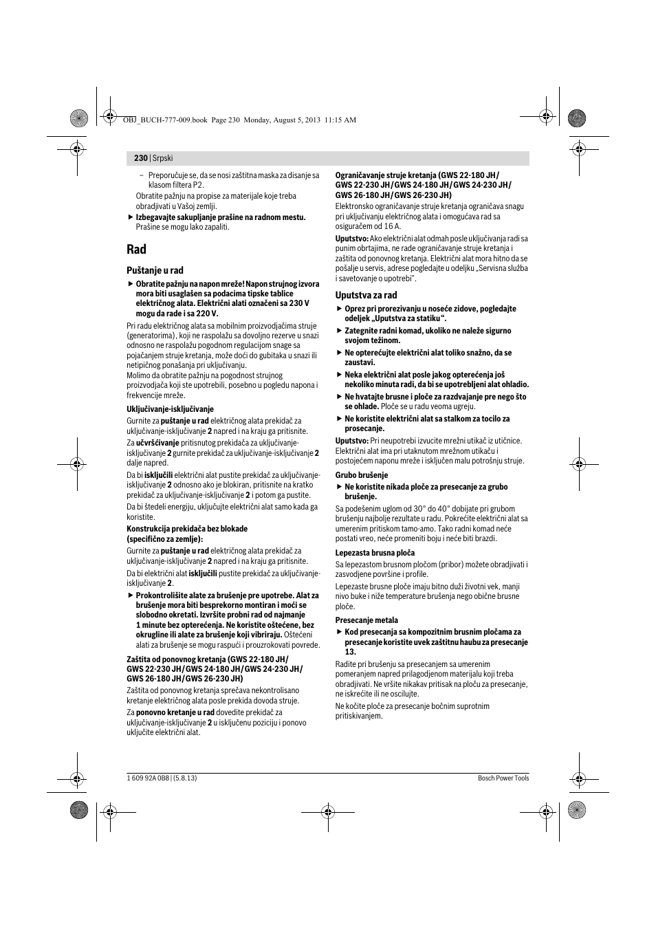 Bosch GWS 24-180 H Professional User Manual | Page 229 / 296