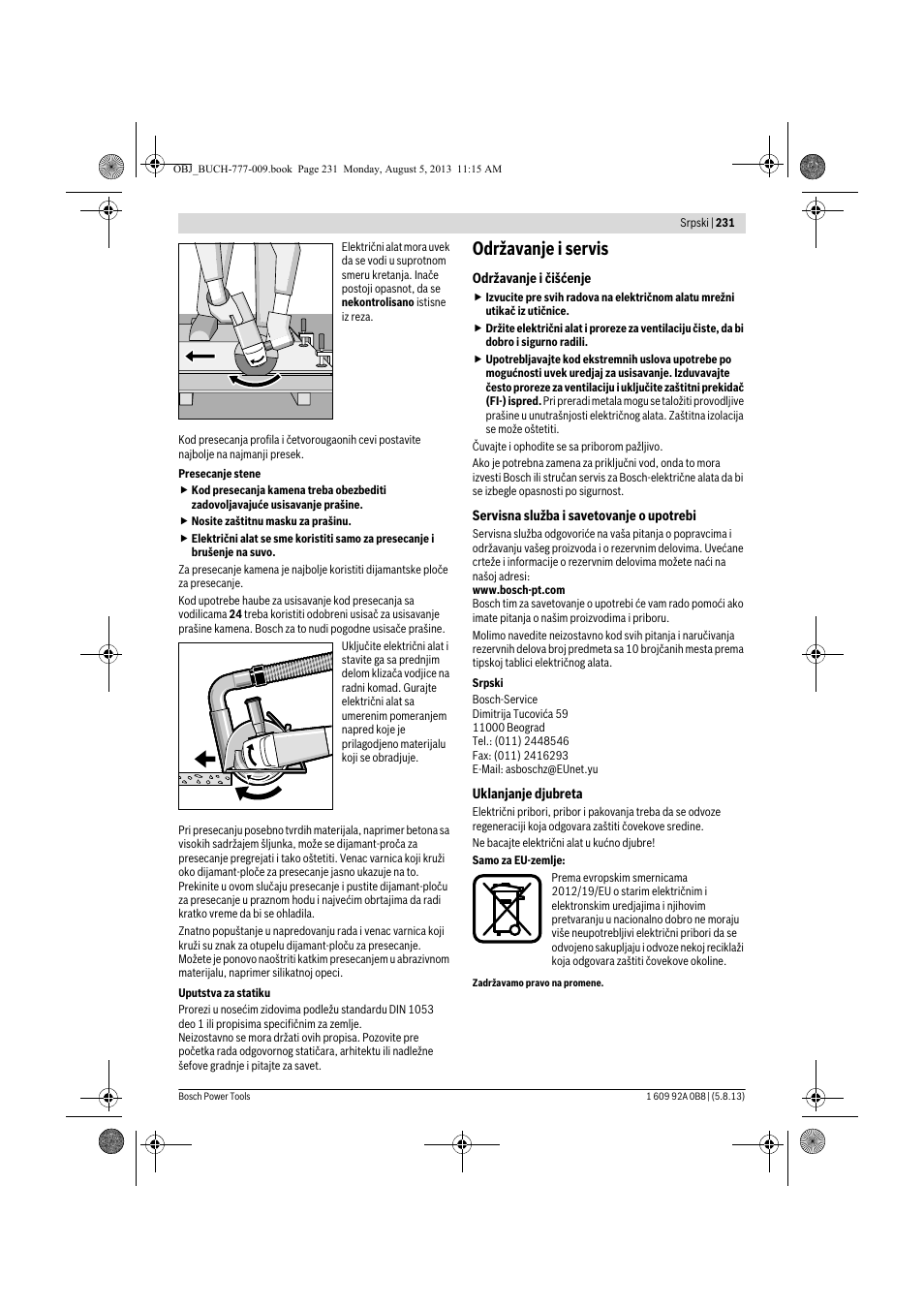Održavanje i servis | Bosch GWS 24-180 H Professional User Manual | Page 230 / 296