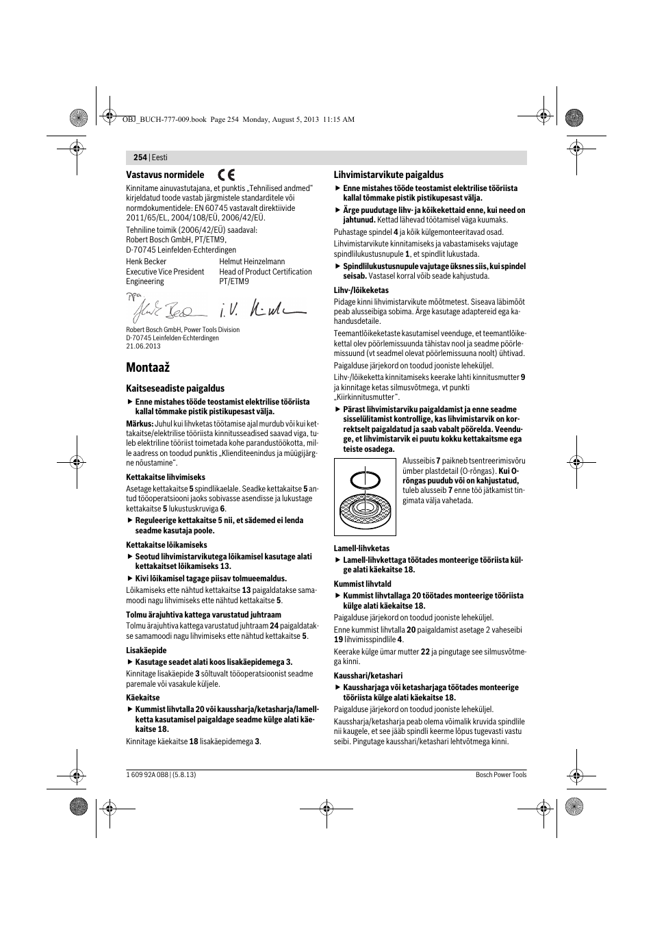 Montaaž | Bosch GWS 24-180 H Professional User Manual | Page 253 / 296