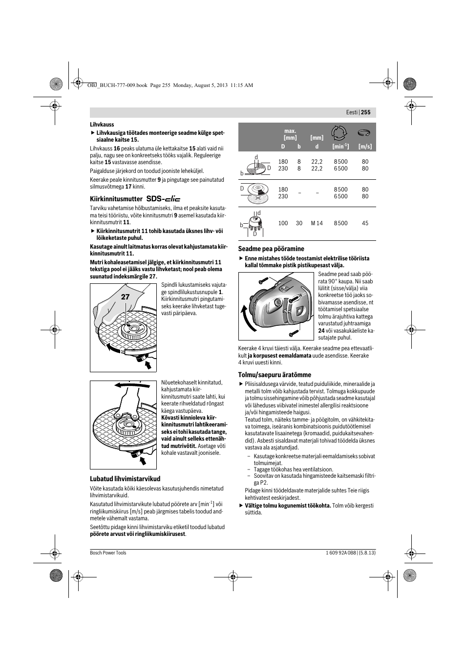 Bosch GWS 24-180 H Professional User Manual | Page 254 / 296