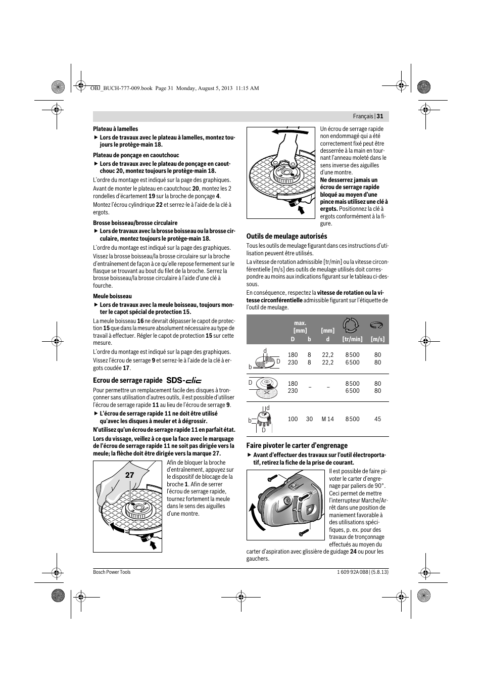 Bosch GWS 24-180 H Professional User Manual | Page 30 / 296