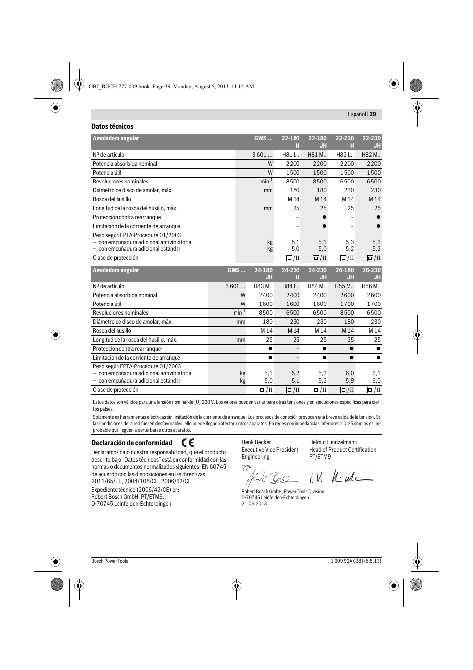 Bosch GWS 24-180 H Professional User Manual | Page 38 / 296