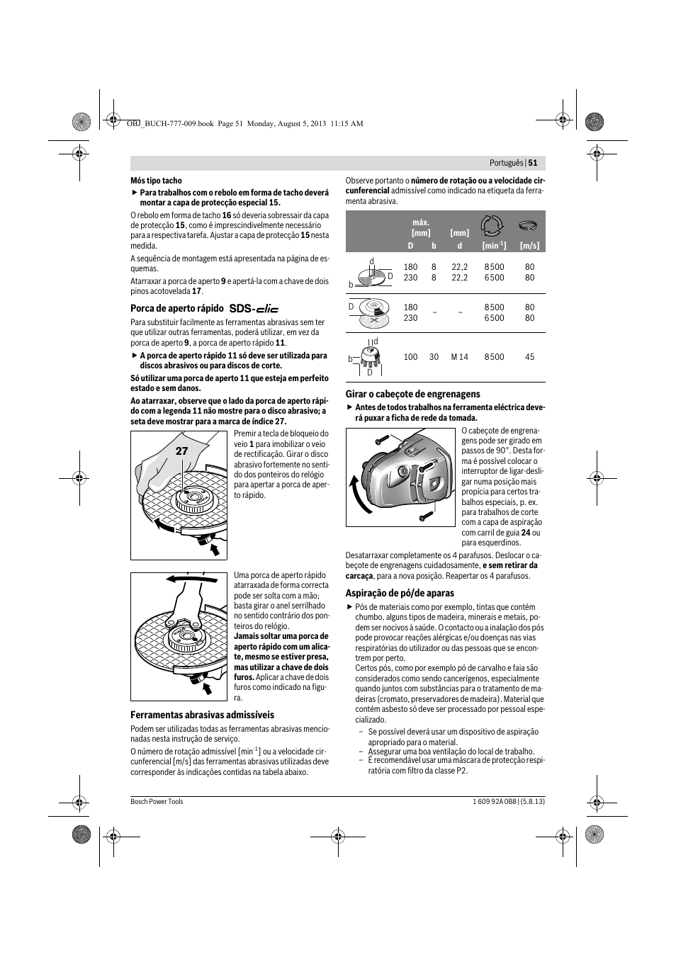 Bosch GWS 24-180 H Professional User Manual | Page 50 / 296