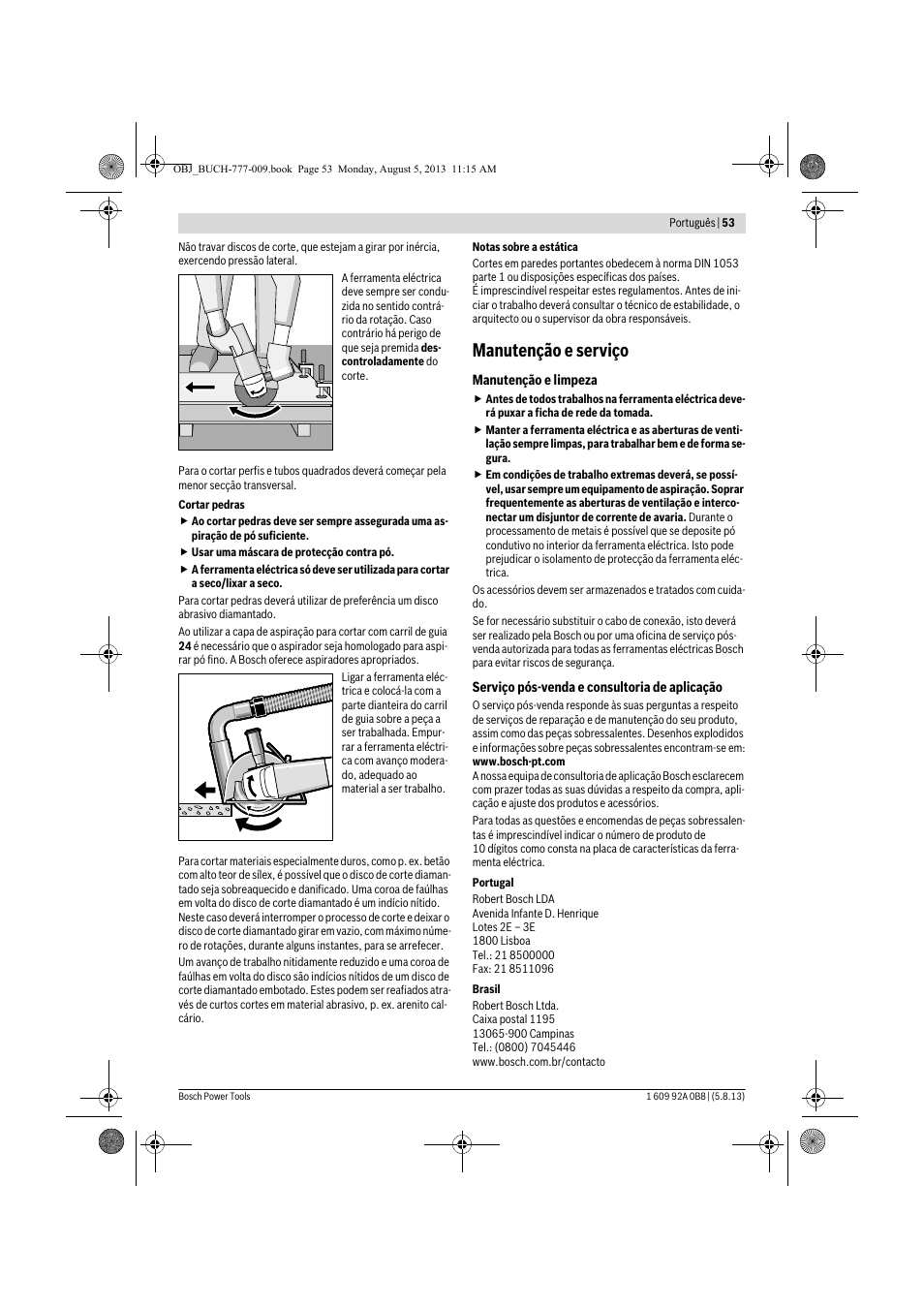 Manutenção e serviço | Bosch GWS 24-180 H Professional User Manual | Page 52 / 296
