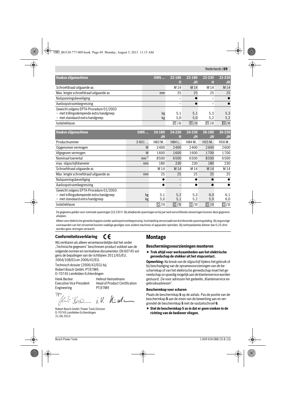 Montage | Bosch GWS 24-180 H Professional User Manual | Page 68 / 296