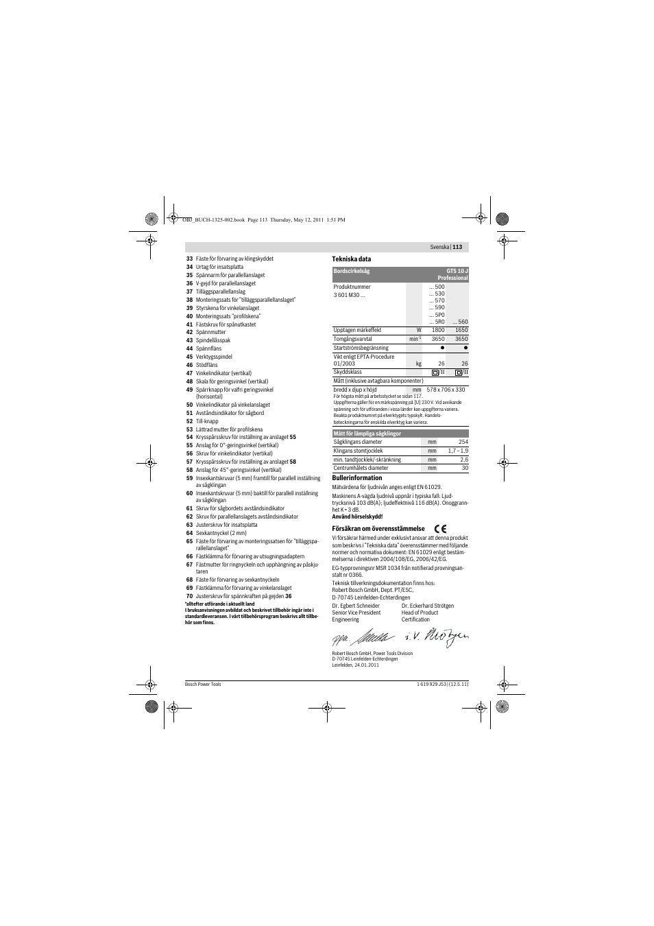 Bosch GTS 10 J Professional User Manual | Page 113 / 355
