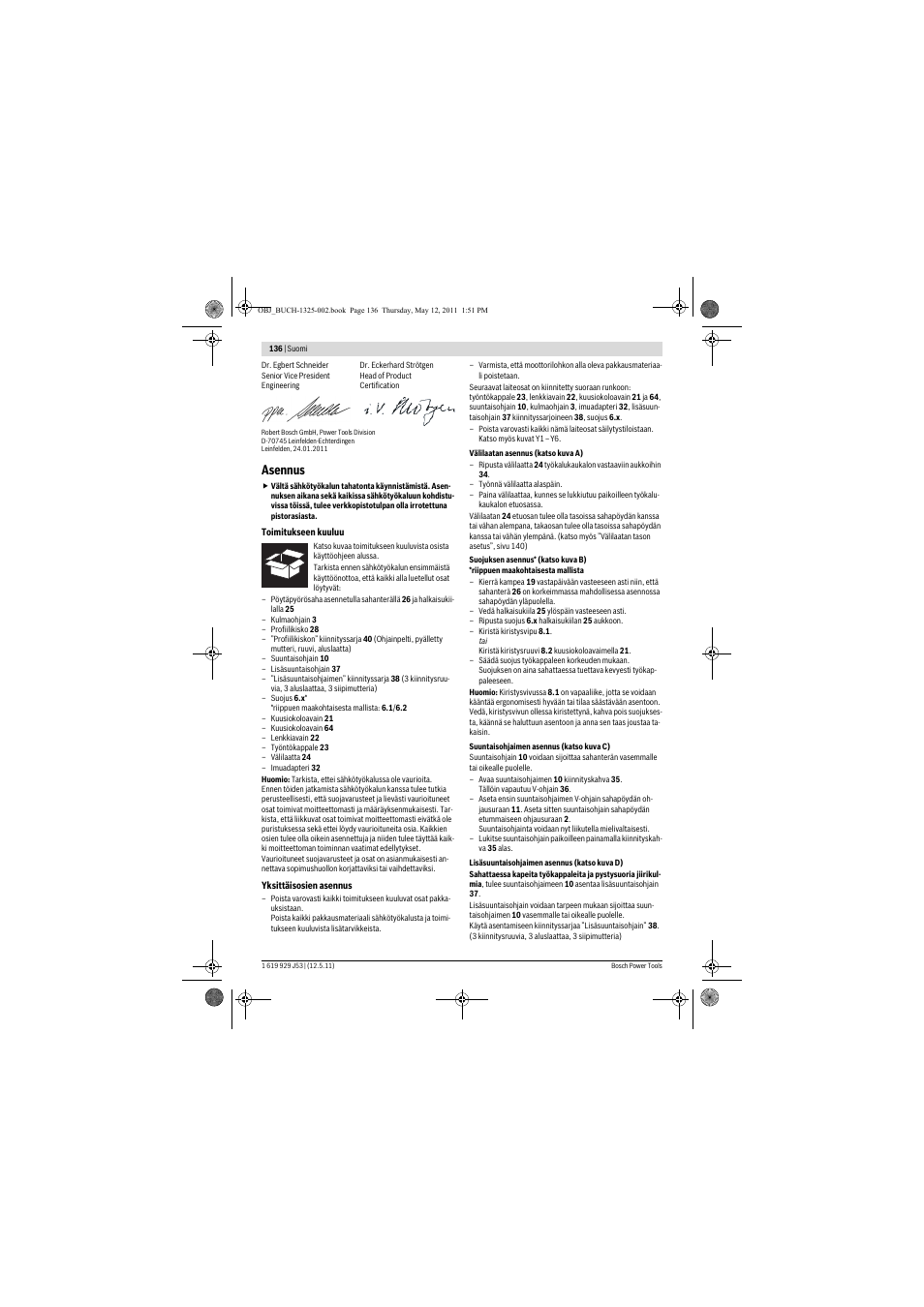 Asennus | Bosch GTS 10 J Professional User Manual | Page 136 / 355