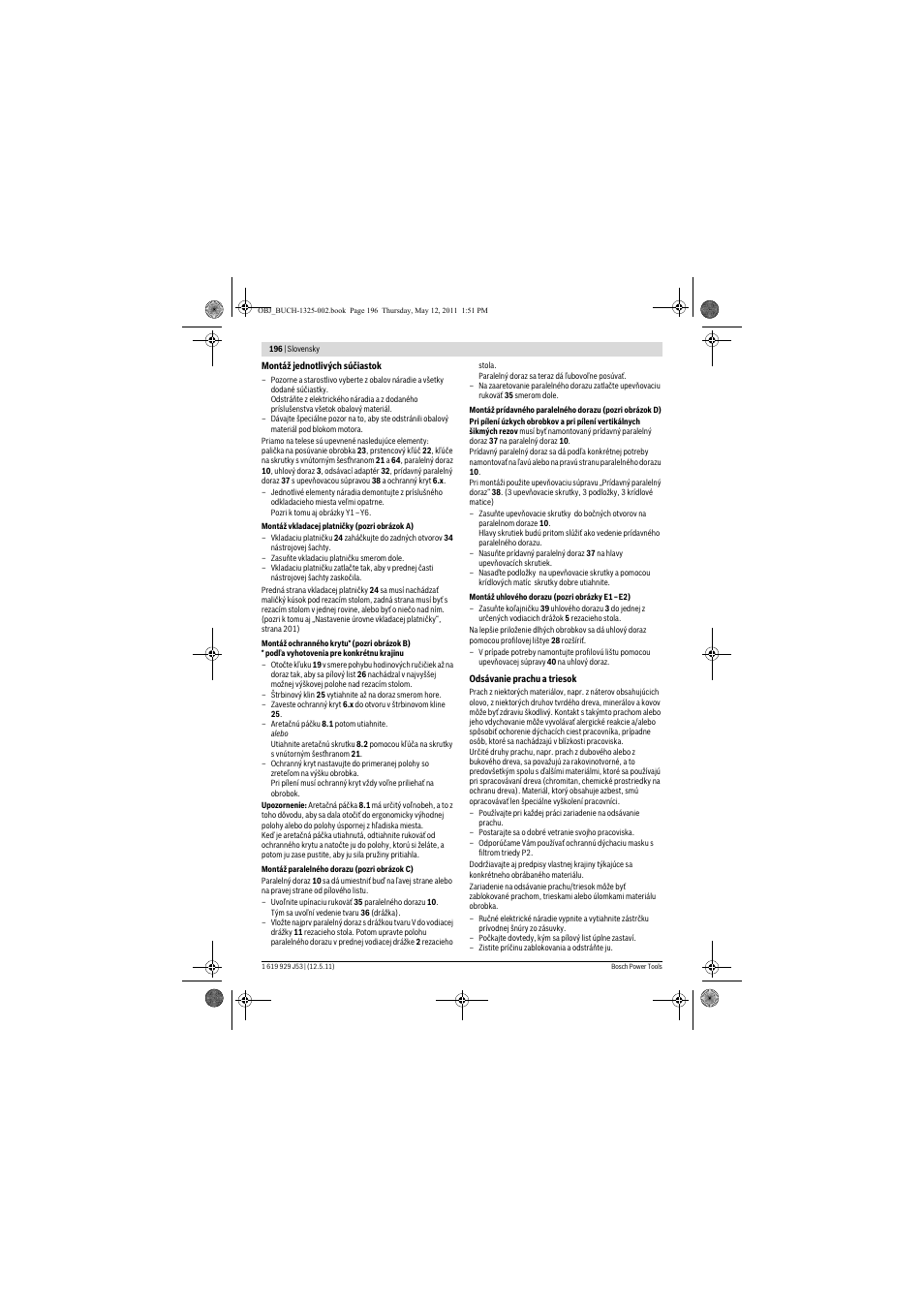 Bosch GTS 10 J Professional User Manual | Page 196 / 355