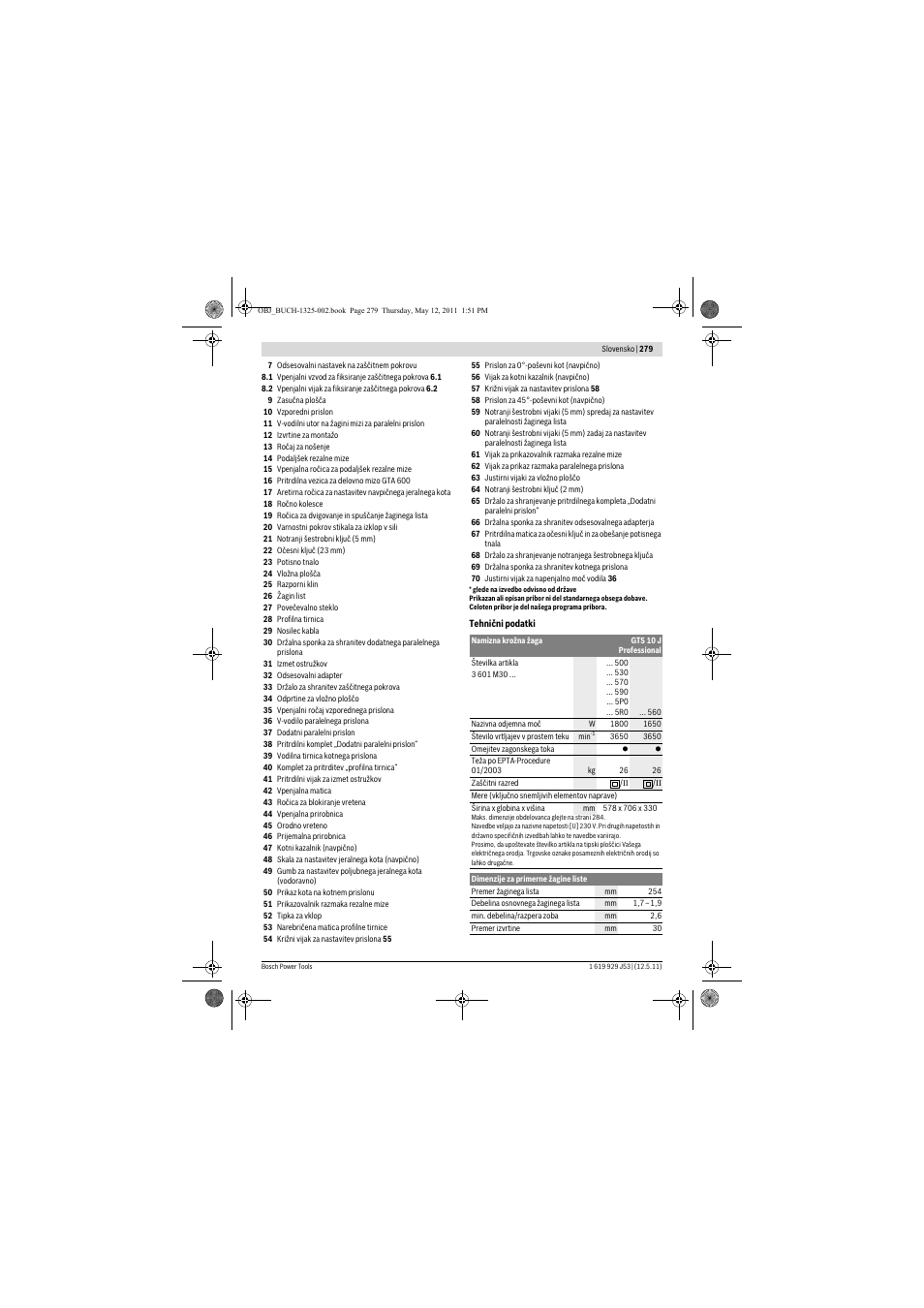 Bosch GTS 10 J Professional User Manual | Page 279 / 355