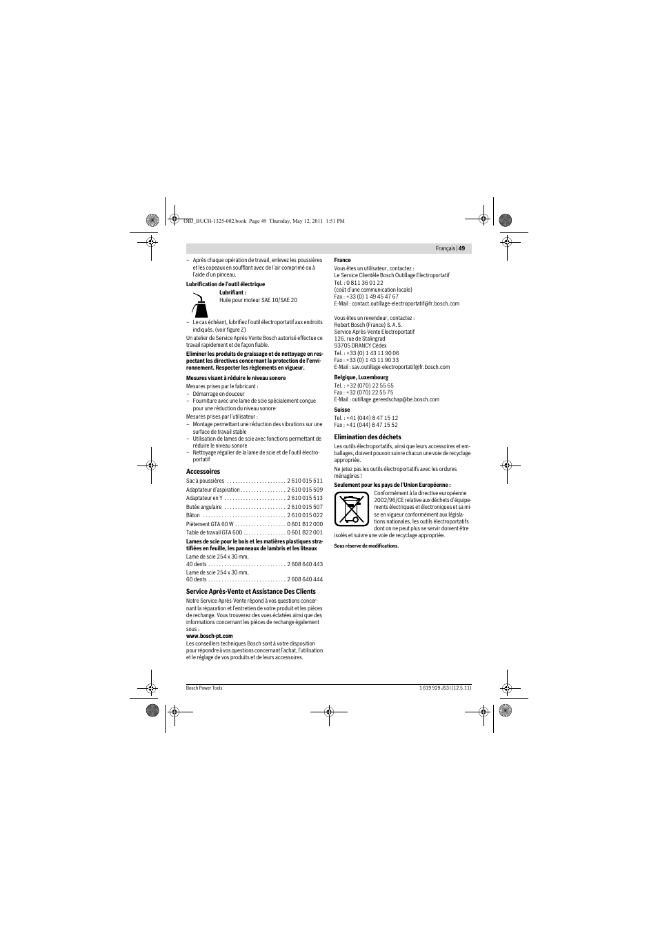 Bosch GTS 10 J Professional User Manual | Page 49 / 355