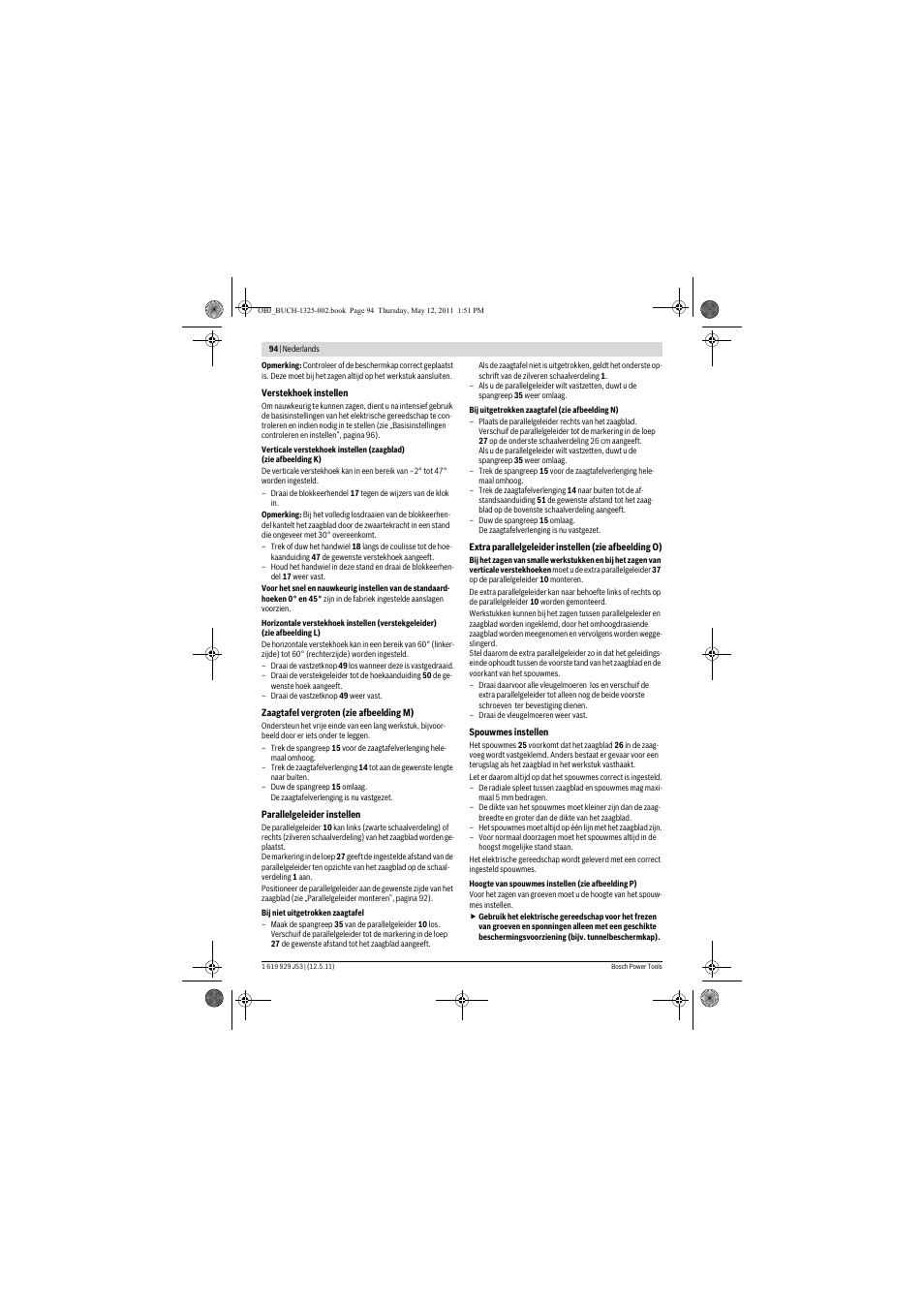 Bosch GTS 10 J Professional User Manual | Page 94 / 355