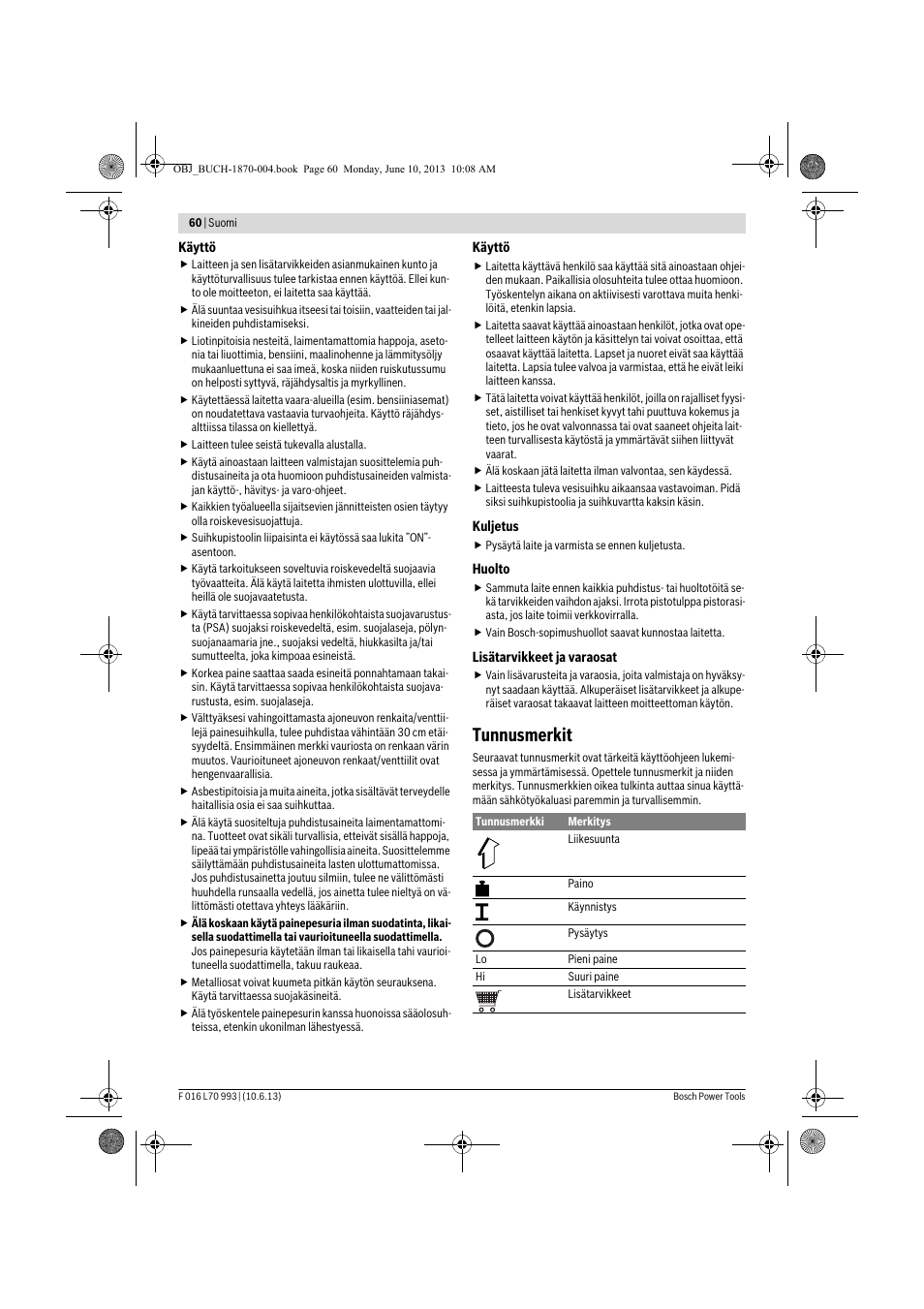 Tunnusmerkit | Bosch AQT 33-10 User Manual | Page 60 / 190