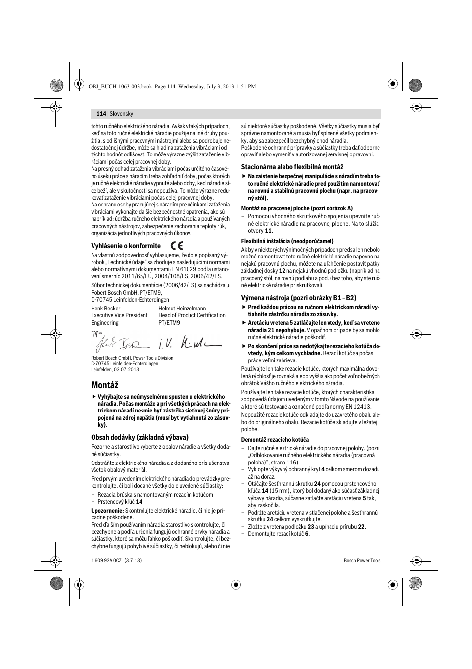 Montáž | Bosch GCO 2000 Professional User Manual | Page 114 / 223