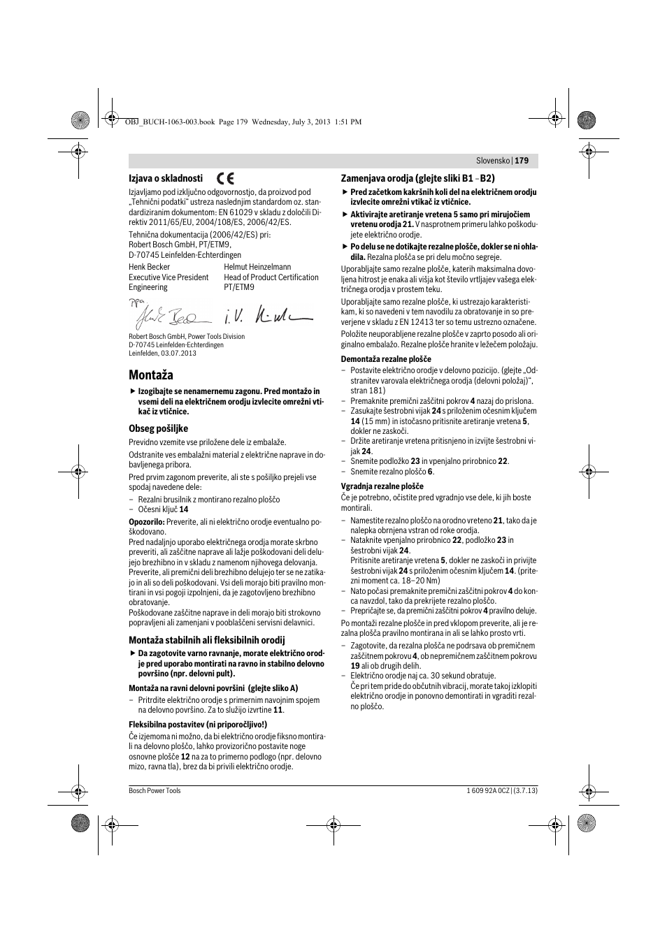 Montaža | Bosch GCO 2000 Professional User Manual | Page 179 / 223