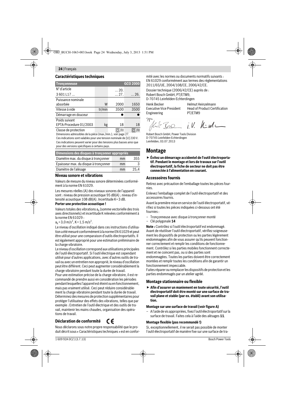Montage | Bosch GCO 2000 Professional User Manual | Page 24 / 223