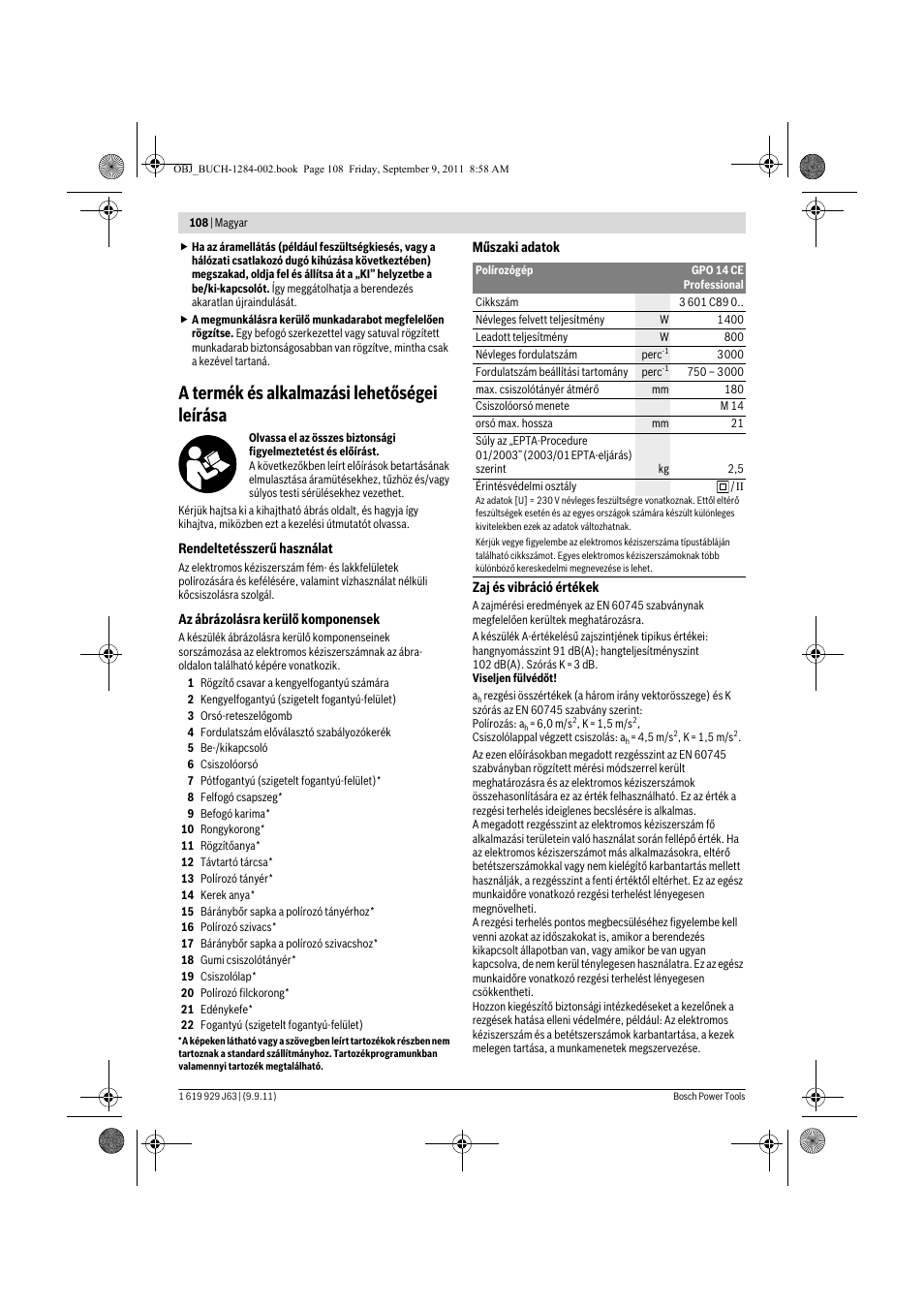 A termék és alkalmazási lehetőségei leírása | Bosch GPO 14 CE Professional User Manual | Page 107 / 186