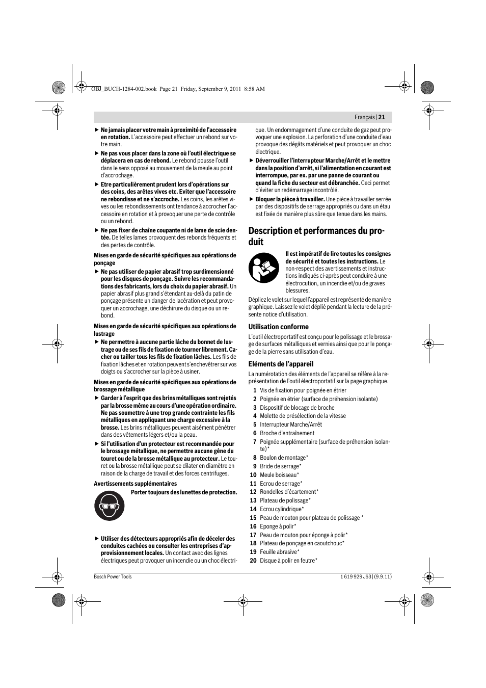Description et performances du pro- duit | Bosch GPO 14 CE Professional User Manual | Page 20 / 186