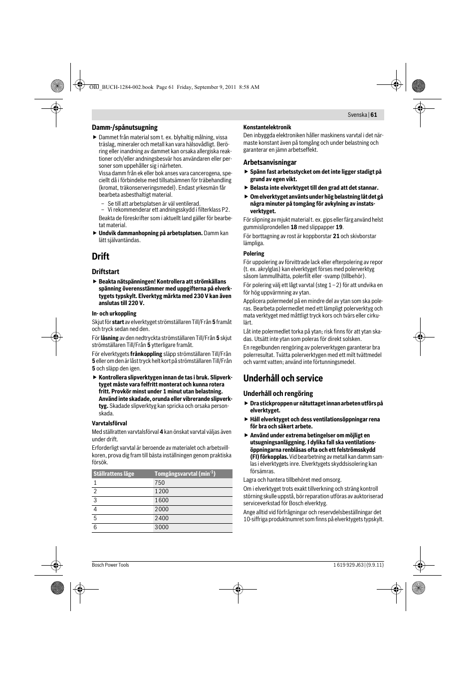 Drift, Underhåll och service | Bosch GPO 14 CE Professional User Manual | Page 60 / 186