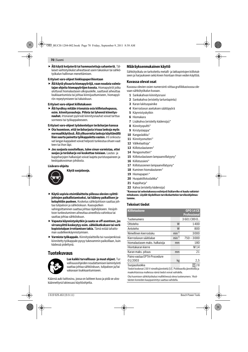 Tuotekuvaus | Bosch GPO 14 CE Professional User Manual | Page 69 / 186