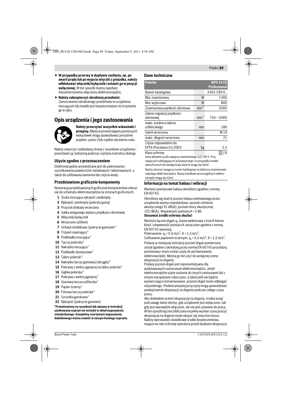 Opis urządzenia i jego zastosowania | Bosch GPO 14 CE Professional User Manual | Page 88 / 186