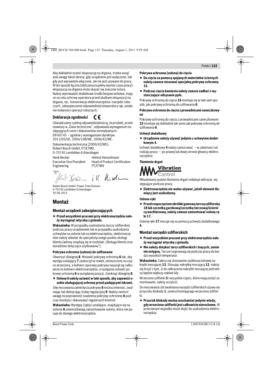 Montaż | Bosch GWS 24-230 JVX Professional User Manual | Page 132 / 299