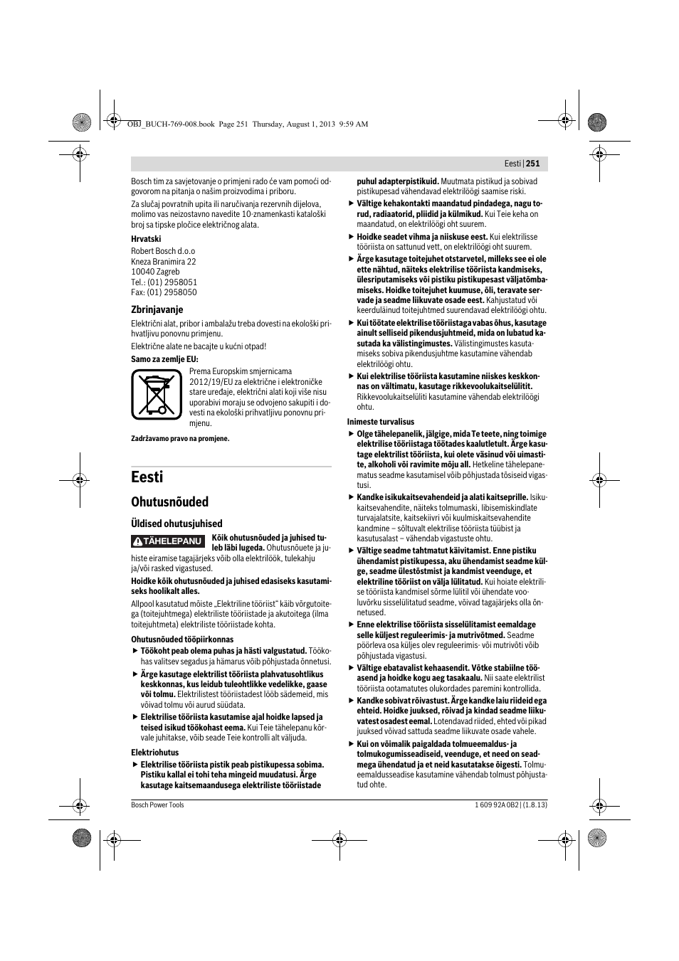 Eesti, Ohutusnõuded | Bosch GWS 24-230 JVX Professional User Manual | Page 250 / 299