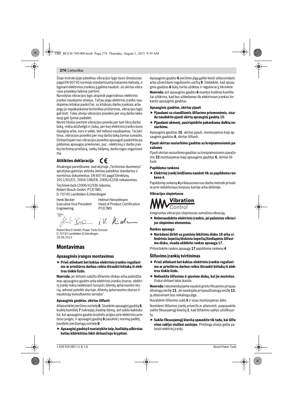 Montavimas | Bosch GWS 24-230 JVX Professional User Manual | Page 273 / 299