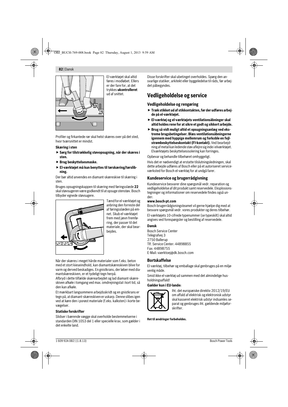 Vedligeholdelse og service | Bosch GWS 24-230 JVX Professional User Manual | Page 81 / 299