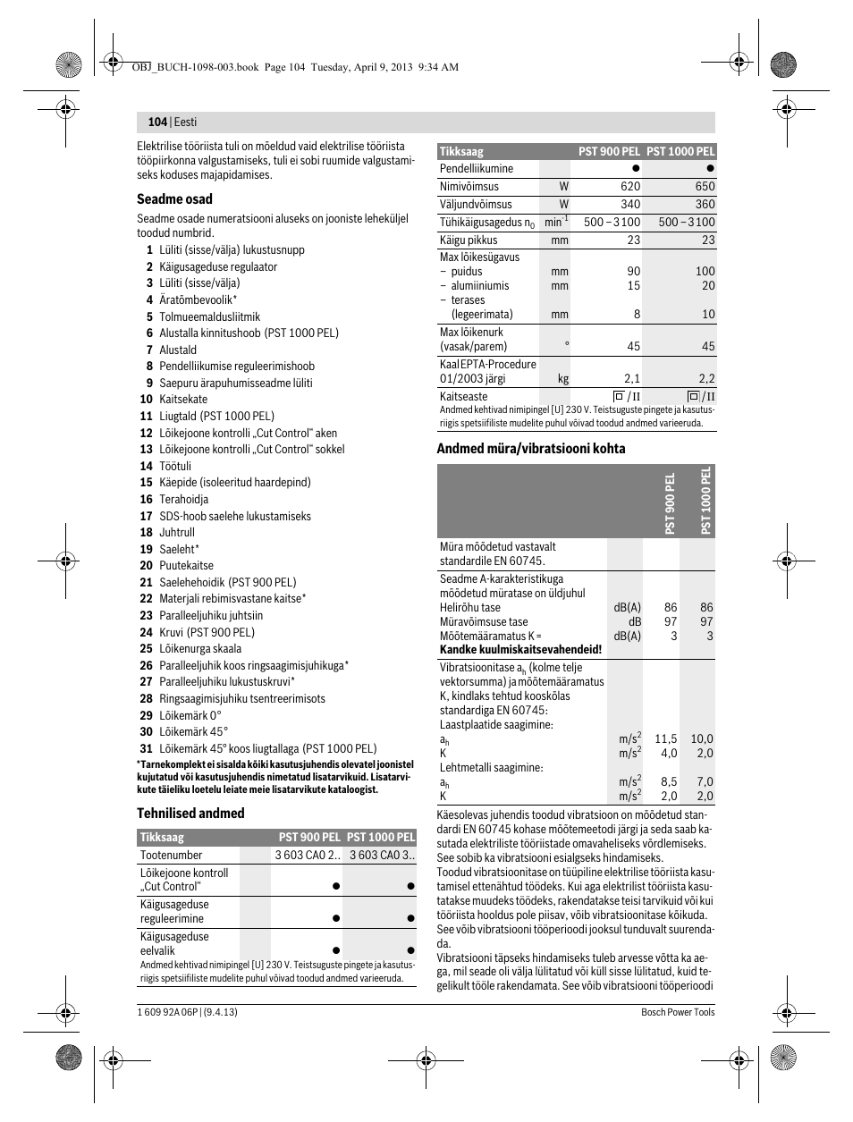 Bosch PST 900 PEL User Manual | Page 104 / 125