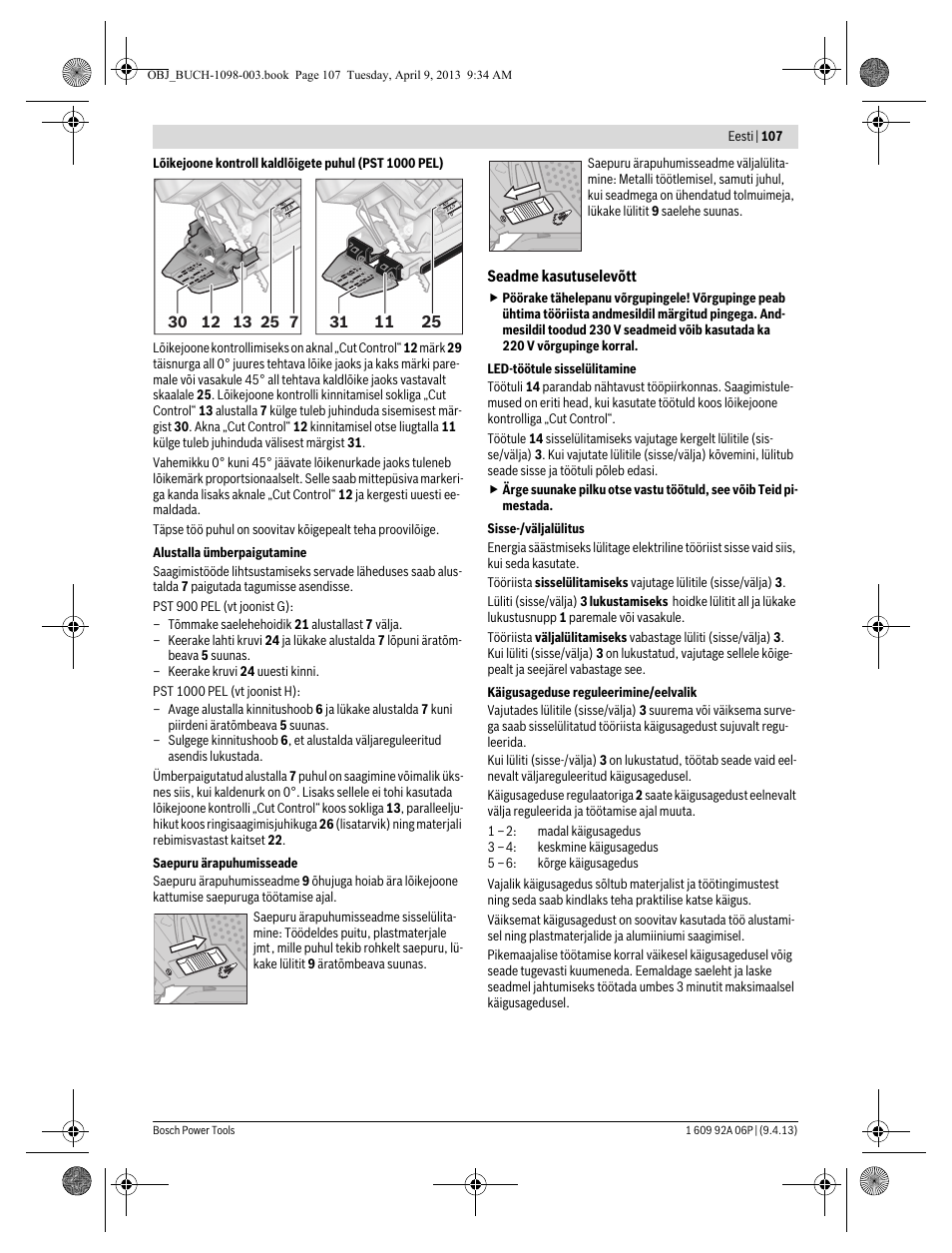 Seadme kasutuselevõtt | Bosch PST 900 PEL User Manual | Page 107 / 125