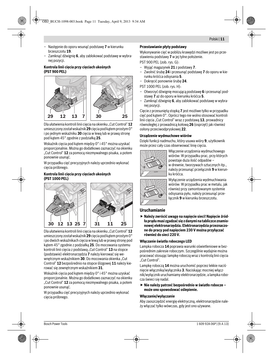 Uruchamianie | Bosch PST 900 PEL User Manual | Page 11 / 125